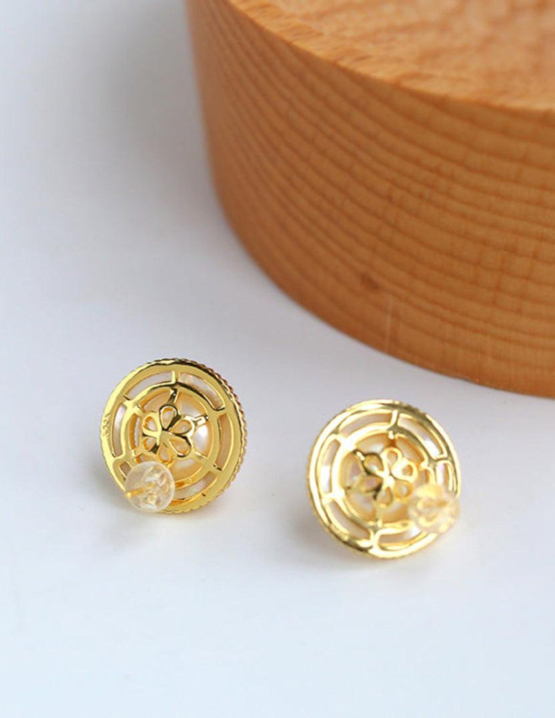 Button Freshwater Pearl Stud Earrings - Gembea Jewelry