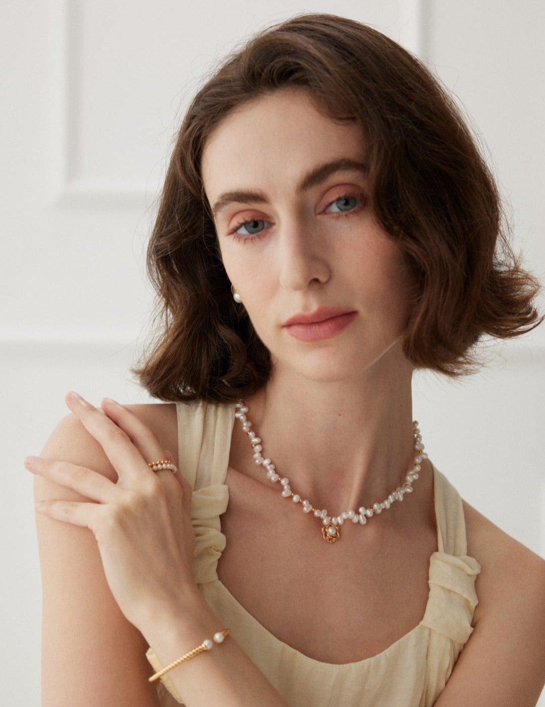 Camellia Unique Pendant Freshwater Pearl Necklaces - Gembea Jewelry