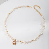 Camellia Pendant Natural Pearl Beaded Necklace - Gembea Jewelry