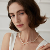 Camellia Pendant Natural Pearl Beaded Necklace - Gembea Jewelry