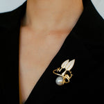 Christmas Deer Mabe Pearl Brooch gembea jewelry