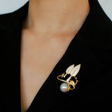 Christmas Deer Mabe Pearl Brooch gembea jewelry