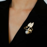 Christmas Deer Mabe Pearl Brooch gembea jewelry