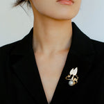 Christmas Deer Mabe Pearl Brooch gembea jewelry