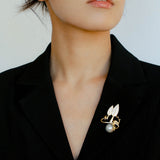 Christmas Deer Mabe Pearl Brooch gembea jewelry