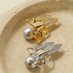 Christmas Deer Mabe Pearl Brooch gembea jewelry