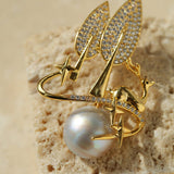 Christmas Deer Mabe Pearl Brooch gembea jewelry