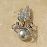 Christmas Deer Mabe Pearl Brooch gembea jewelry