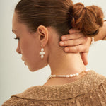 Circle Baroque Pendant Pearl Drop Earrings - Gembea Jewelry