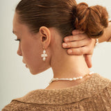 Circle Baroque Pendant Pearl Drop Earrings - Gembea Jewelry