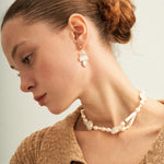 Circle Baroque Pendant Pearl Drop Earrings - Gembea Jewelry