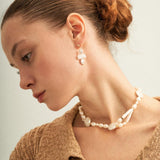 Circle Baroque Pendant Pearl Drop Earrings - Gembea Jewelry