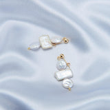 Circle Baroque Pendant Pearl Drop Earrings - Gembea Jewelry