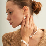 Circle Baroque Pendant Pearl Drop Earrings - Gembea Jewelry