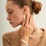 Circle Baroque Pendant Pearl Drop Earrings - Gembea Jewelry