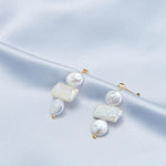 Circle Baroque Pendant Pearl Drop Earrings - Gembea Jewelry