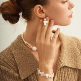 Circle Baroque Pendant Pearl Drop Earrings - Gembea Jewelry