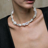 Classic Elegant Baroque Pearl Beaded Choker Necklace gembea jewelry
