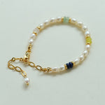 Colored Gemstone Rice Pearl Beaded Bracelet gembea jewelry
