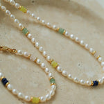 Colored Gemstone Rice Pearl Beaded Bracelet gembea jewelry