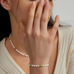 Colored Gemstone Rice Pearl Beaded Necklace