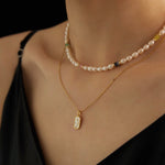 Colored Gemstone Rice Pearl Beaded Necklace