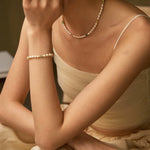 Colored Gemstone Rice Pearl Beaded Necklace