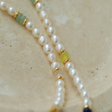 Colored Gemstone Rice Pearl Beaded Necklace