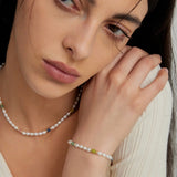 Colored Gemstone Rice Pearl Beaded Necklace