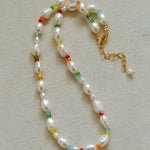Colorful Beads Baroque Pearl Necklace-Gembea Jewelry