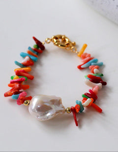 Sea's Embrace Series Gemstone Baroque Pearl Bracelet - Gembea Jewelry