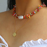 Sea's Embrace Series Gemstone Baroque Pearl Necklace - Gembea Jewelry