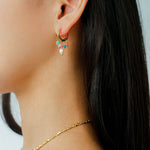 Colorful Stone Pearl Tassel Hoop Earrings gembea jewelry
