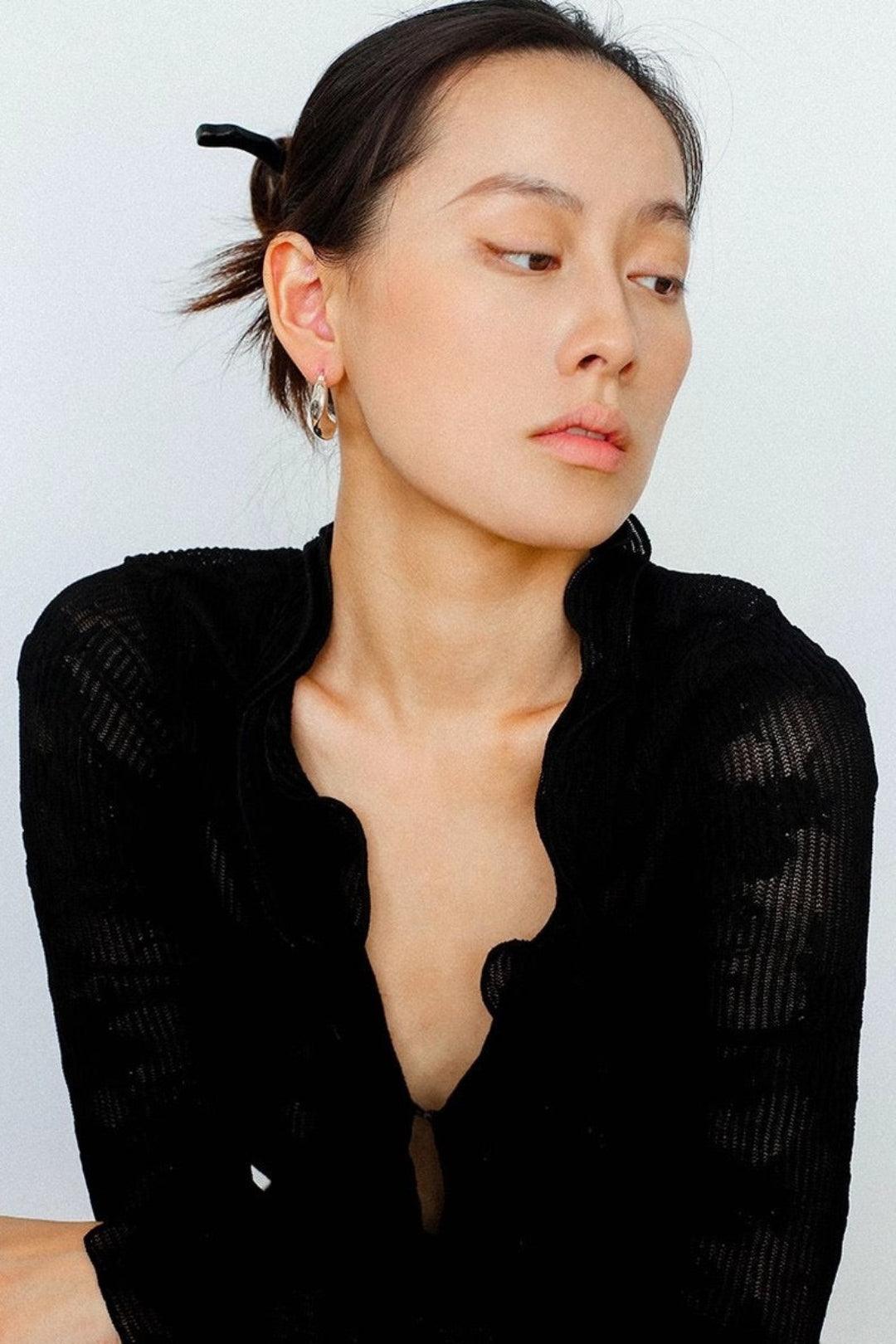 Commuter Twist Floral Geometric Metal Earrings - Gembea Jewelry