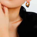 Commuter Twist Floral Geometric Metal Earrings - Gembea Jewelry