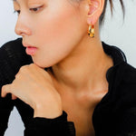 Commuter Twist Floral Geometric Metal Earrings - Gembea Jewelry