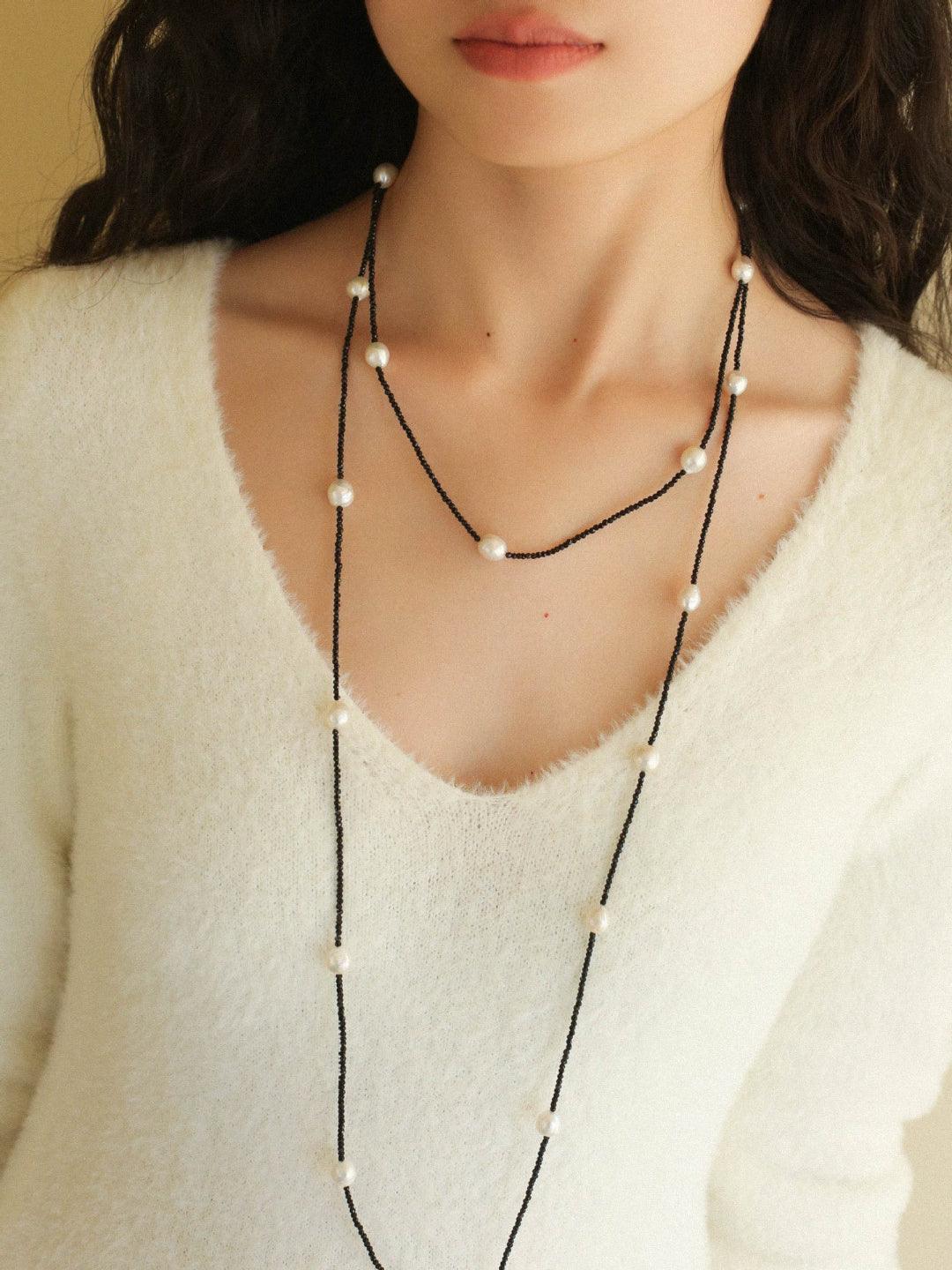 Crepe Baroque Black Crystal Necklace - Gembea Jewelry