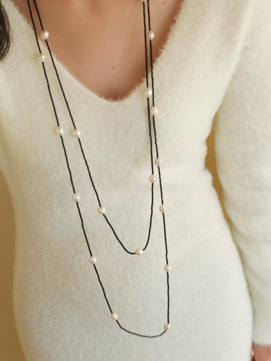 Crepe Baroque Black Crystal Necklace - Gembea Jewelry
