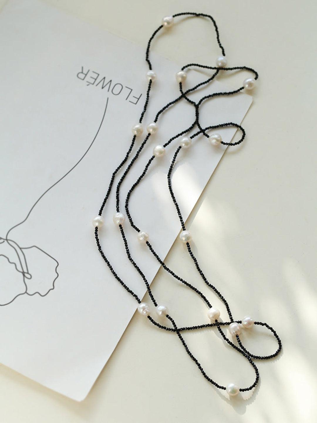 Crepe Baroque Black Crystal Necklace - Gembea Jewelry