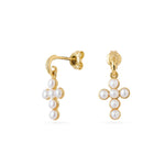 Cross Freshwater Pearl Drop Earrings gembea jewelry