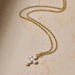 Cross Freshwater Pearl Pendant Chain Necklace gembea jewelry