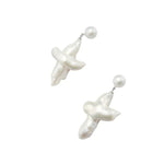 Crucifix Baroque Pearl Pendant Drop Earrings gembea jewelry