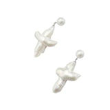 Crucifix Baroque Pearl Pendant Drop Earrings gembea jewelry