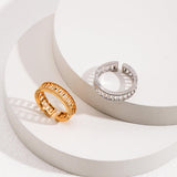 Cut-out Patchwork Italian-Style Metal Open Ring - Gembea Jewelry