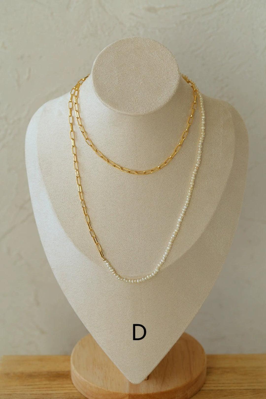 Overlay Natural Pearl Pendant Necklace - Gembea Jewelry