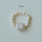 Gembea Jewelry Elastic Irregular Pearl Ring
