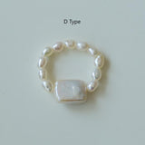 Gembea Jewelry Elastic Irregular Pearl Ring