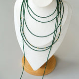 Dark Green Glass Beaded Long Necklace gembea jewelry
