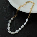 Diamond-Shaped Baroque Pearl Chain Necklace gembea jewelry