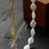 Diamond-Shaped Baroque Pearl Chain Necklace gembea jewelry